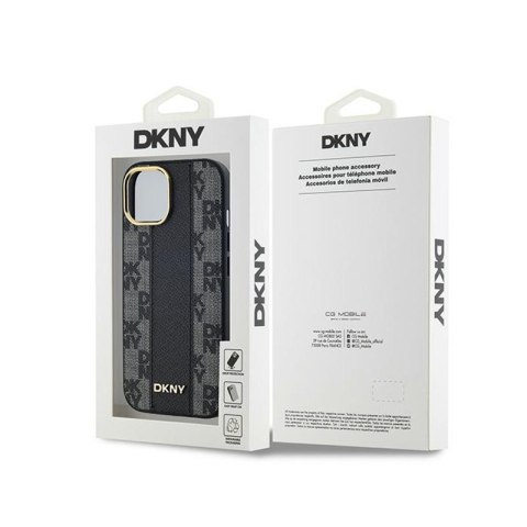 DKNY Leather Checkered Mono Pattern MagSafe - Etui iPhone 15 / 14 / 13 (czarny) DKNY Leather Checkered Mono Pattern MagSafe - Etui iPhone 15 / 14 / 13 (czarny)