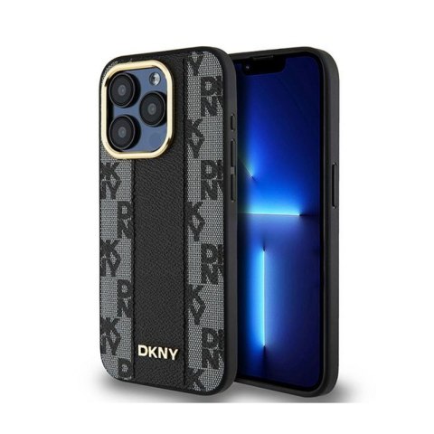 DKNY Leather Checkered Mono Pattern MagSafe - Etui iPhone 15 Pro (czarny) DKNY Leather Checkered Mono Pattern MagSafe - Etui iPhone 15 Pro (czarny)