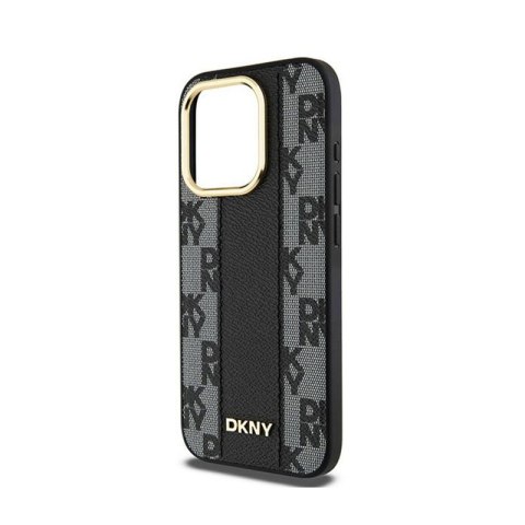 DKNY Leather Checkered Mono Pattern MagSafe - Etui iPhone 15 Pro (czarny) DKNY Leather Checkered Mono Pattern MagSafe - Etui iPhone 15 Pro (czarny)