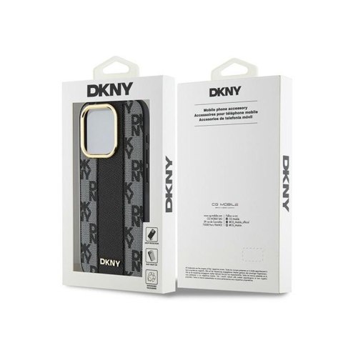 DKNY Leather Checkered Mono Pattern MagSafe - Etui iPhone 15 Pro (czarny) DKNY Leather Checkered Mono Pattern MagSafe - Etui iPhone 15 Pro (czarny)