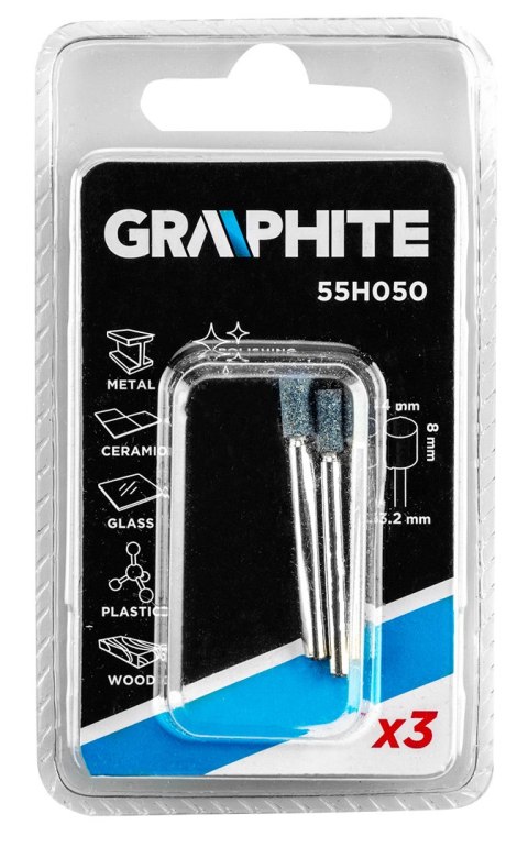 Kamień szlifierski walec 4 x 8 mm, trzpień 3.2 mm, 3 szt. Kamień szlifierski walec 4 x 8 mm, trzpień 3.2 mm, 3 szt.