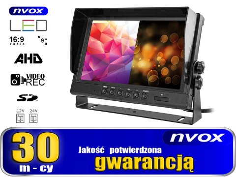 Monitor samochodowy lcd 9cali ahd 4pin z funkcją rejestratora 12v 24v Monitor samochodowy lcd 9cali ahd 4pin z funkcją rejestratora 12v 24v