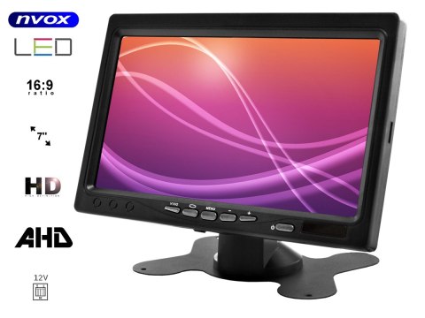 Monitor samochodowy lcd 7cali ahd cofania i monitoringu z obsługą 1 kamery 12v 24v Monitor samochodowy lcd 7cali ahd cofania i monitoringu z obsługą 1 kamery 12v 24v