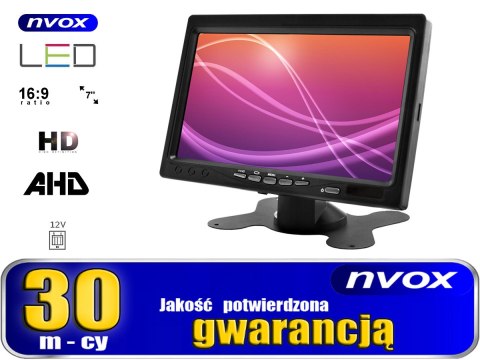 Monitor samochodowy lcd 7cali ahd cofania i monitoringu z obsługą 1 kamery 12v 24v Monitor samochodowy lcd 7cali ahd cofania i monitoringu z obsługą 1 kamery 12v 24v