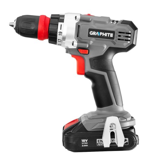 Wiertarko-wkrętarka akumulatorowa Energy+ 18V, zdejmowany uchwyt 10 mm, plus adapter kątowy i adapte Wiertarko-wkrętarka akumulatorowa Energy+ 18V, zdejmowany uchwyt 10 mm, plus adapter kątowy i adapte