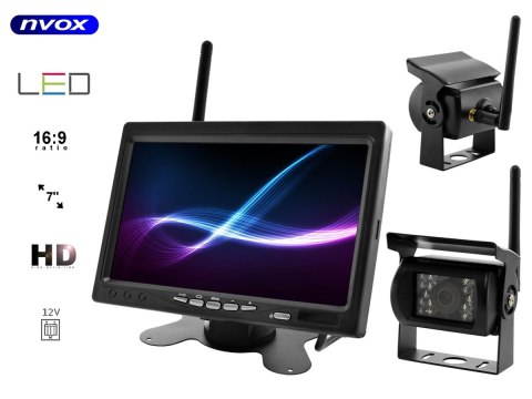Zestaw monitor samochodowy lcd 7cali 12v 24v oraz 2 kamery bezprzewodowe Zestaw monitor samochodowy lcd 7cali 12v 24v oraz 2 kamery bezprzewodowe
