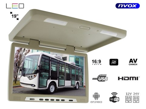 Monitor podwieszany podsufitowy led 19cali z systemem android usb fm bt wifi 12v/24v Monitor podwieszany podsufitowy led 19cali z systemem android usb fm bt wifi 12v/24v