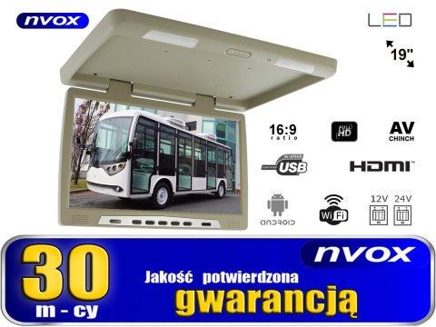 Monitor podwieszany podsufitowy led 19cali z systemem android usb fm bt wifi 12v/24v Monitor podwieszany podsufitowy led 19cali z systemem android usb fm bt wifi 12v/24v