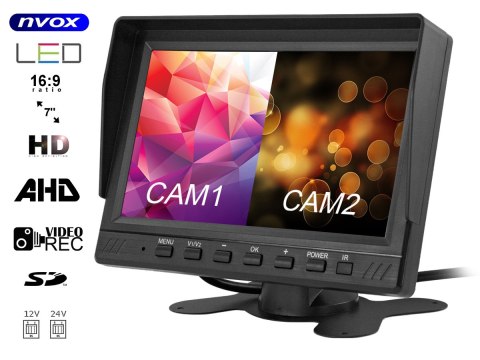 Monitor samochodowy lcd 7cali ahd 4pin z funkcją rejestratora 12v 24v Monitor samochodowy lcd 7cali ahd 4pin z funkcją rejestratora 12v 24v