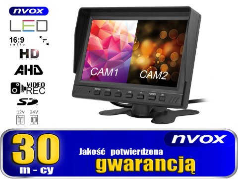 Monitor samochodowy lcd 7cali ahd 4pin z funkcją rejestratora 12v 24v Monitor samochodowy lcd 7cali ahd 4pin z funkcją rejestratora 12v 24v