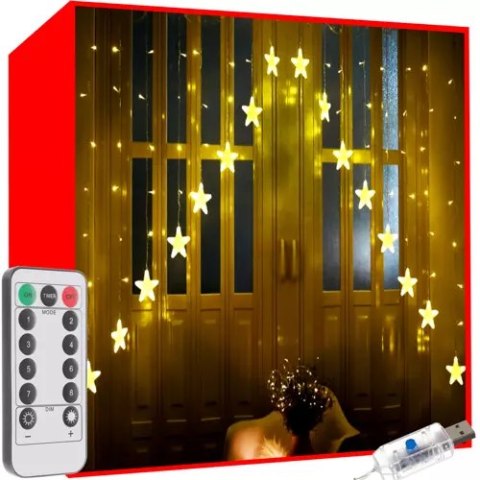 Kurtyna świetlna 136LED USB ciepły biały KŚ19738 Kurtyna świetlna 136LED USB ciepły biały KŚ19738