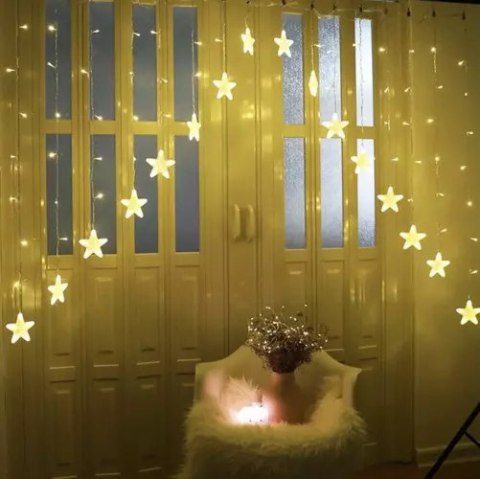 Kurtyna świetlna 136LED USB ciepły biały KŚ19738 Kurtyna świetlna 136LED USB ciepły biały KŚ19738