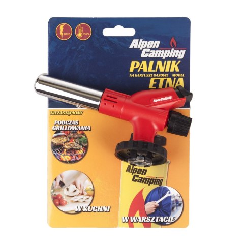 Palnik na kartusze Alpen Camping, temperatura płomienia 1700 st. C., zapłon piezoelektryczny, regulacja płomienia, ETNA Palnik na kartusze Alpen Camping, temperatura płomienia 1700 st. C., zapłon piezoelektryczny, regulacja płomienia, ETNA