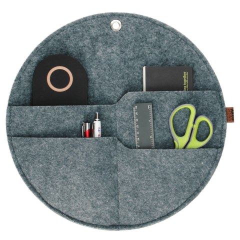 BERTONI EE Organizer na ścianę kółko z kieszeniami szary XL BERTONI EE Organizer na ścianę kółko z kieszeniami szary XL