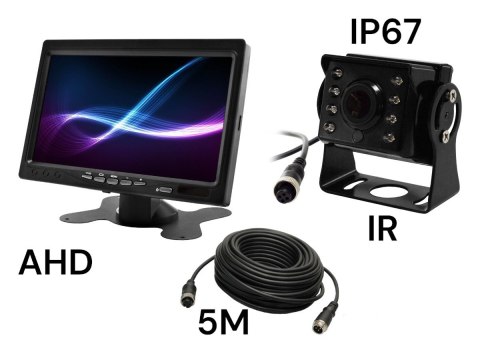 Monitor samochodowy lcd 7 cali 12/24v kabel 5m oraz kamera cofania 4pin zestaw ahd Monitor samochodowy lcd 7 cali 12/24v kabel 5m oraz kamera cofania 4pin zestaw ahd