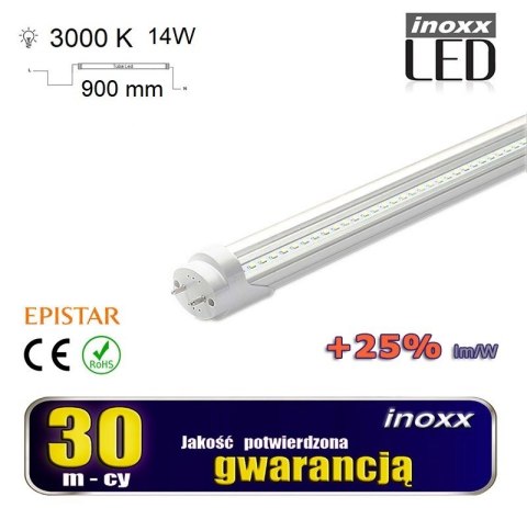 Świetlówka led 90cm 14w t8 3000k g13 ciepła przezroczysta dwustronna Świetlówka led 90cm 14w t8 3000k g13 ciepła przezroczysta dwustronna