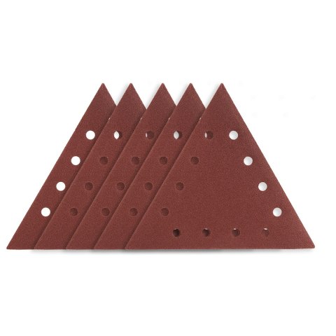 Papier ścierny na rzep K80, trójkątny z 12 otworami, 5szt do szlifierki 59G264 Papier ścierny na rzep K80, trójkątny z 12 otworami, 5szt do szlifierki 59G264