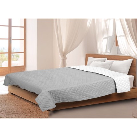 Narzuta dwustronna pikowana szaro-biała 220x240 cm Medicline Narzuta dwustronna pikowana szaro-biała 220x240 cm Medicline