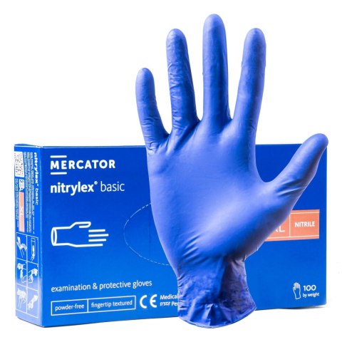 Rękawice nitrylowe niebieskie mercator nitrylex basic rozmiar xl 100 szt.