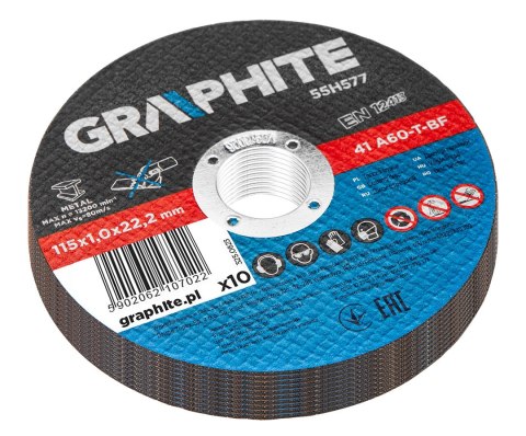 Tarcze tnące do metalu 115 x 1.0 x 22.2 mm, 41 A60-T-BF, 10 sztuk folia Tarcze tnące do metalu 115 x 1.0 x 22.2 mm, 41 A60-T-BF, 10 sztuk folia