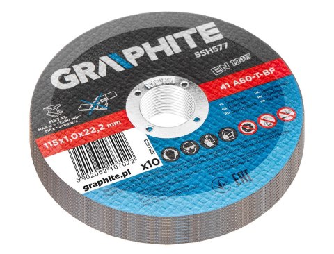 Tarcze tnące do metalu 115 x 1.0 x 22.2 mm, 41 A60-T-BF, 10 sztuk folia Tarcze tnące do metalu 115 x 1.0 x 22.2 mm, 41 A60-T-BF, 10 sztuk folia