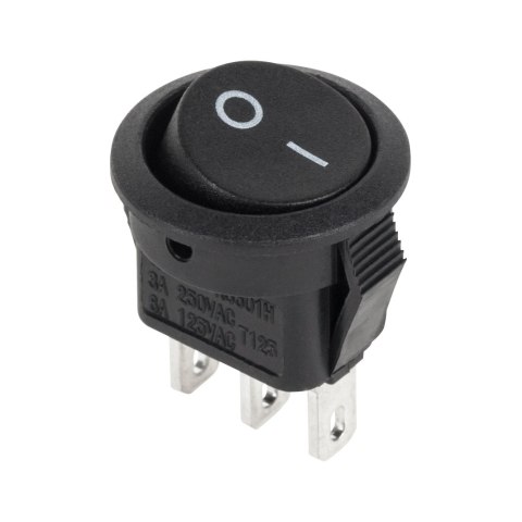 Złącze przełącznik kołyskowy okrągły 3 PIN 3A/250V czarny Złącze przełącznik kołyskowy okrągły 3 PIN 3A/250V czarny