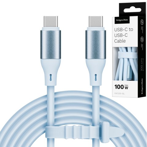 Kabel USB typu C - USB typu C 100 W 1 m silikonowy niebieski Kruger&Matz Basic Kabel USB typu C - USB typu C 100 W 1 m silikonowy niebieski Kruger&Matz Basic