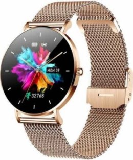 Smartwatch zegarek damski Manta Alexa złoty + różowy pasek