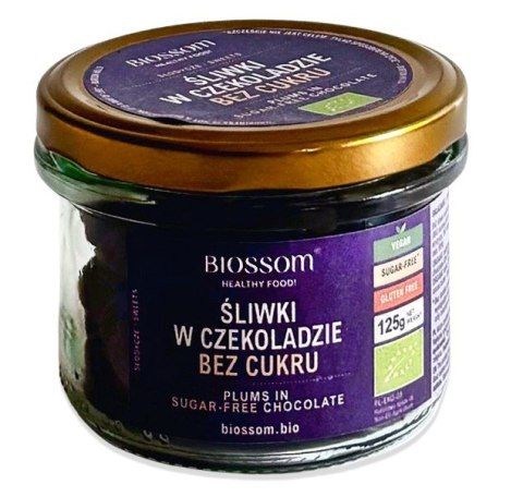 ŚLIWKI KALIFORNIJSKIE W CZEKOLADZIE BEZ DODATKU CUKRU BEZGLUTENOWE BIO 125 g - BIOSSOM ŚLIWKI KALIFORNIJSKIE W CZEKOLADZIE BEZ DODATKU CUKRU BEZGLUTENOWE BIO 125 g - BIOSSOM