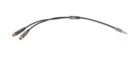 Adapter wt.Jack 3.5 4polowy-2xJack 3.5 stereo 20cm HQ złote końcówki Adapter wt.Jack 3.5 4polowy-2xJack 3.5 stereo 20cm HQ złote końcówki