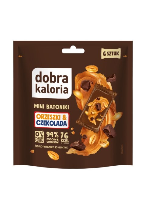 BATONIKI MINI ORZESZKI & CZEKOLADA BEZ DODATKU CUKRU (6 x 18 g) 108 g - DOBRA KALORIA BATONIKI MINI ORZESZKI & CZEKOLADA BEZ DODATKU CUKRU (6 x 18 g) 108 g - DOBRA KALORIA