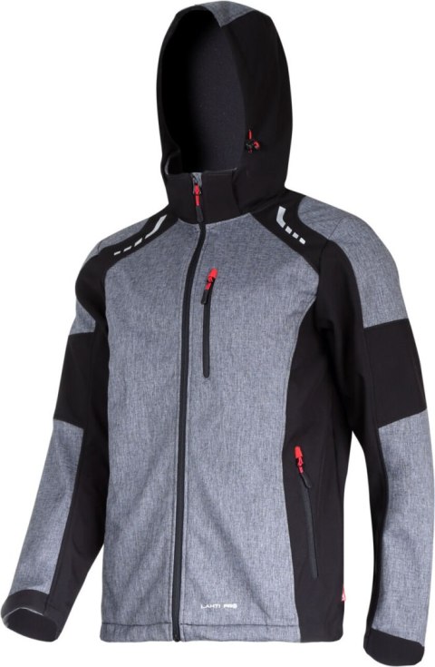 Kurtka softshell z kapt. szar.-czar.-czerw., "l", ce, lahti Kurtka softshell z kapt. szar.-czar.-czerw., "l", ce, lahti