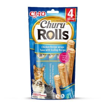 INABA Churu Rolls Tuńczyk z przegrzebkami - przysmak dla kota - 4x10 g INABA Churu Rolls Tuńczyk z przegrzebkami - przysmak dla kota - 4x10 g