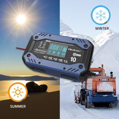 QOLTEC ŁADOWARKA DO AKUMULATORA STD AGM GEL LIFEPO4 | PROSTOWNIK Z FUNKCJĄ NAPRAWY | 12-24V | 10A | LCD|9-STOPNIOWE ŁADOWANIE QOLTEC ŁADOWARKA DO AKUMULATORA STD AGM GEL LIFEPO4 | PROSTOWNIK Z FUNKCJĄ NAPRAWY | 12-24V | 10A | LCD|9-STOPNIOWE ŁADOWANIE