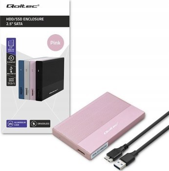 Qoltec M.2 SATA SSD | USB typ C | Różowa Qoltec M.2 SATA SSD | USB typ C | Różowa