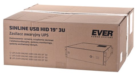 Zasilacz UPS EVER SINLINE 3000 USB HID 19" 3U (Rack; 3000VA) (W/SL00RM-003K00/07) Zasilacz UPS EVER SINLINE 3000 USB HID 19" 3U (Rack; 3000VA) (W/SL00RM-003K00/07)