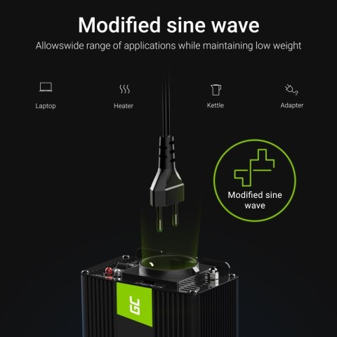 Green Cell - Przetwornica napięcia Inwerter 12V na 230V 1000W/2000W Modyfikowana sinusoida Green Cell - Przetwornica napięcia Inwerter 12V na 230V 1000W/2000W Modyfikowana sinusoida