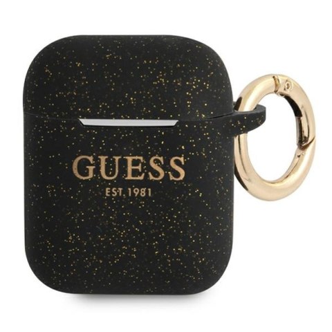 Guess Silicone Glitter Case Est - Etui Airpods (czarny) Guess Silicone Glitter Case Est - Etui Airpods (czarny)