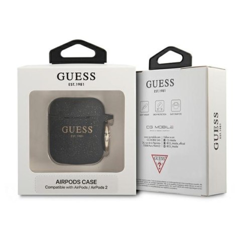 Guess Silicone Glitter Case Est - Etui Airpods (czarny) Guess Silicone Glitter Case Est - Etui Airpods (czarny)