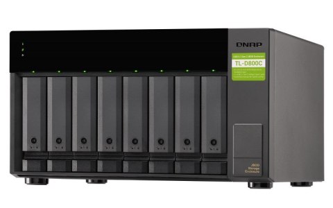 Qnap TL-D800C Expansion unit, Towerm, USB-C 3.1 Gen2 10Gbps JBOD expansion unit with a 1-meter USB-C to USB-A 3.1 Gen2 cable. Qnap TL-D800C Expansion unit, Towerm, USB-C 3.1 Gen2 10Gbps JBOD expansion unit with a 1-meter USB-C to USB-A 3.1 Gen2 cable.