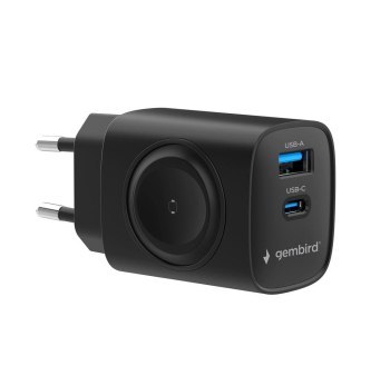 Ładowarka sieciowa do Apple Watch + 1x USB-A + 1x USB-C 20W czarna Gembird Ładowarka sieciowa do Apple Watch + 1x USB-A + 1x USB-C 20W czarna Gembird