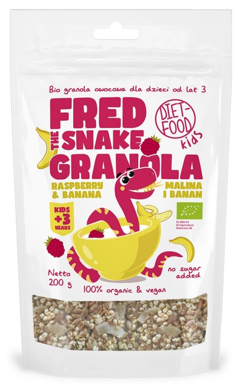 GRANOLA Z ANANASEM I BANANEM BIO 200 g - DIET-FOOD (FRED THE SNAKE) GRANOLA Z ANANASEM I BANANEM BIO 200 g - DIET-FOOD (FRED THE SNAKE)