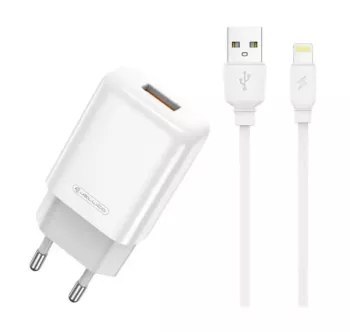 JELLICO ładowarka sieciowa EU01 2.4A 12W 1xUSB + kabel Lightning Biały JELLICO ładowarka sieciowa EU01 2.4A 12W 1xUSB + kabel Lightning Biały