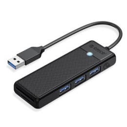 Orico Hub USB-A 3x USB-A czytnik kart czarny