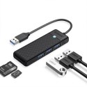 Orico Hub USB-A 3x USB-A czytnik kart czarny