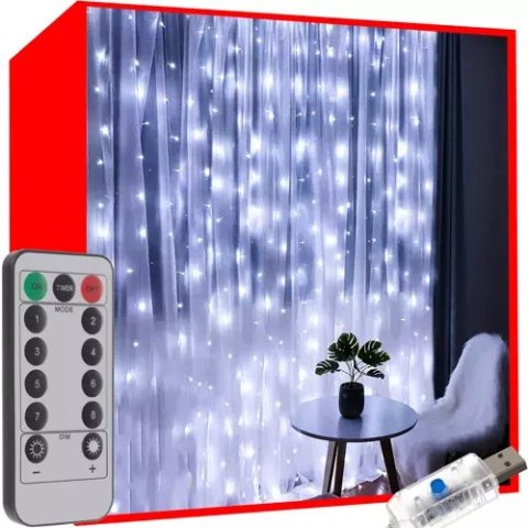 Kurtyna świetlna 300 LED USB-zimny biały KŚ19766 Kurtyna świetlna 300 LED USB-zimny biały KŚ19766