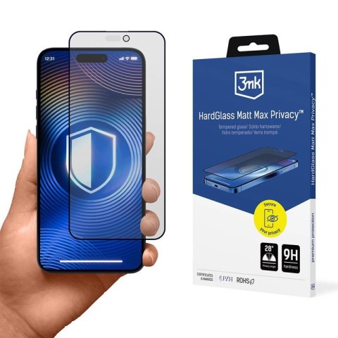 3mk HardGlass Matt Max Privacy - Matowe szkło hartowane z filtrem prywatyzującym do iPhone 16 Pro 3mk HardGlass Matt Max Privacy - Matowe szkło hartowane z filtrem prywatyzującym do iPhone 16 Pro