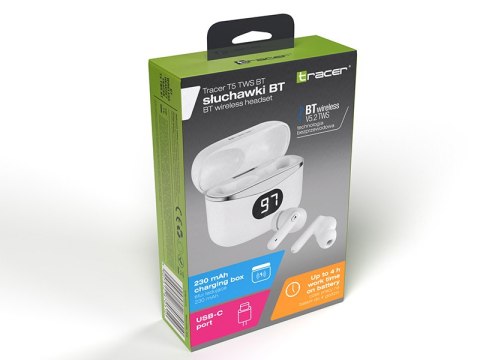 Słuchawki TRACER T5 TWS BT WHITE Słuchawki TRACER T5 TWS BT WHITE