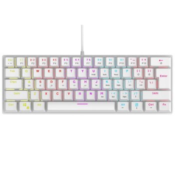 Rampage Klawiatura Mechaniczna PLOWER K60 WHITE Blue Switch RGB biała Rampage Klawiatura Mechaniczna PLOWER K60 WHITE Blue Switch RGB biała