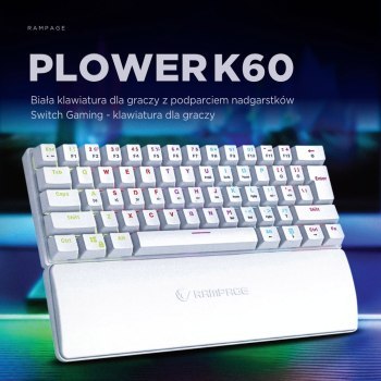 Rampage Klawiatura Mechaniczna PLOWER K60 WHITE Blue Switch RGB biała Rampage Klawiatura Mechaniczna PLOWER K60 WHITE Blue Switch RGB biała